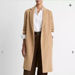 $798 NWT Vince Classic Wool-Blend Straight Coat Womens 1X Camello Tan